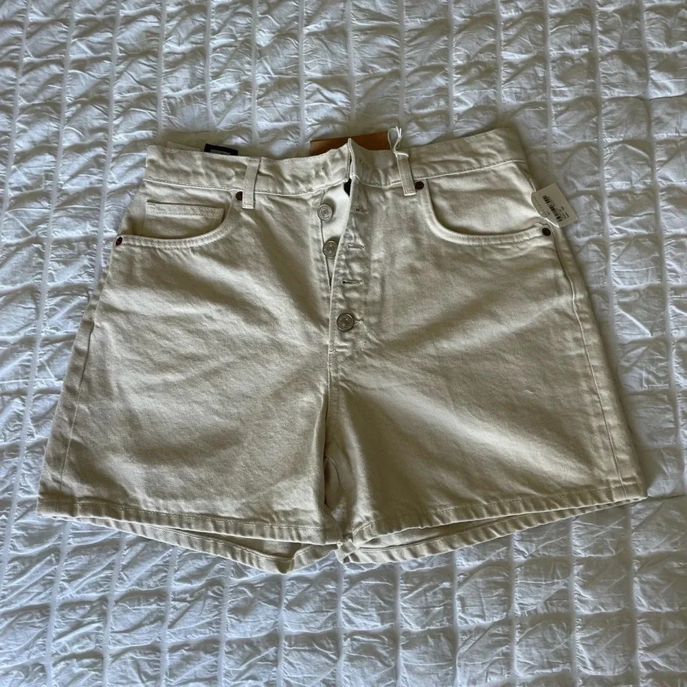 Reformation Cream Jean Shorts